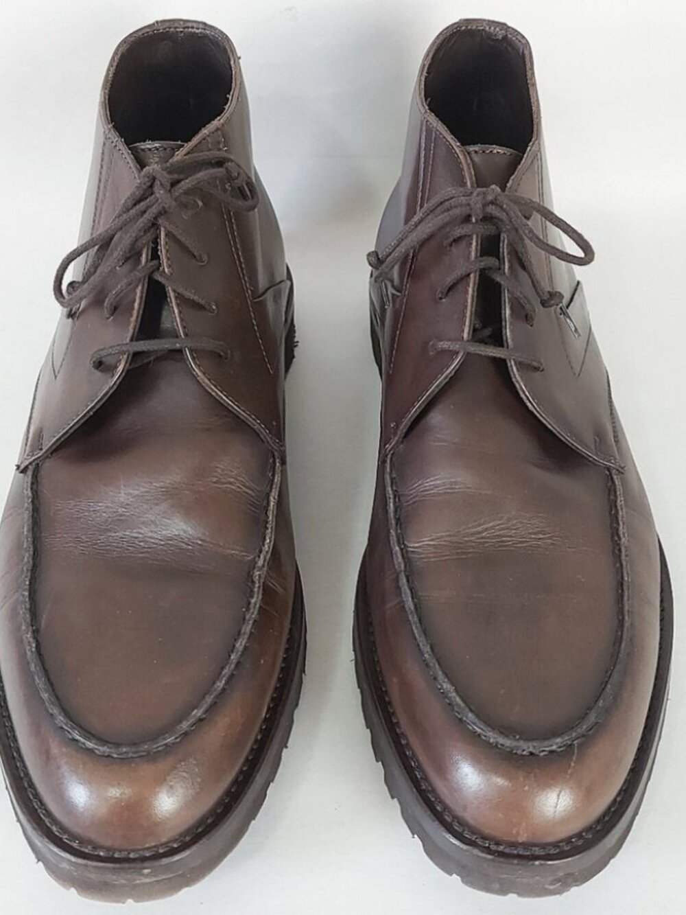 Davids Men Laceup High Ankle Chukka Boots Size 43 EU Brown Leather Comfort Shoes - Picture 4 of 14